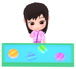 ヨーヨー釣りをする女の子のイラスト