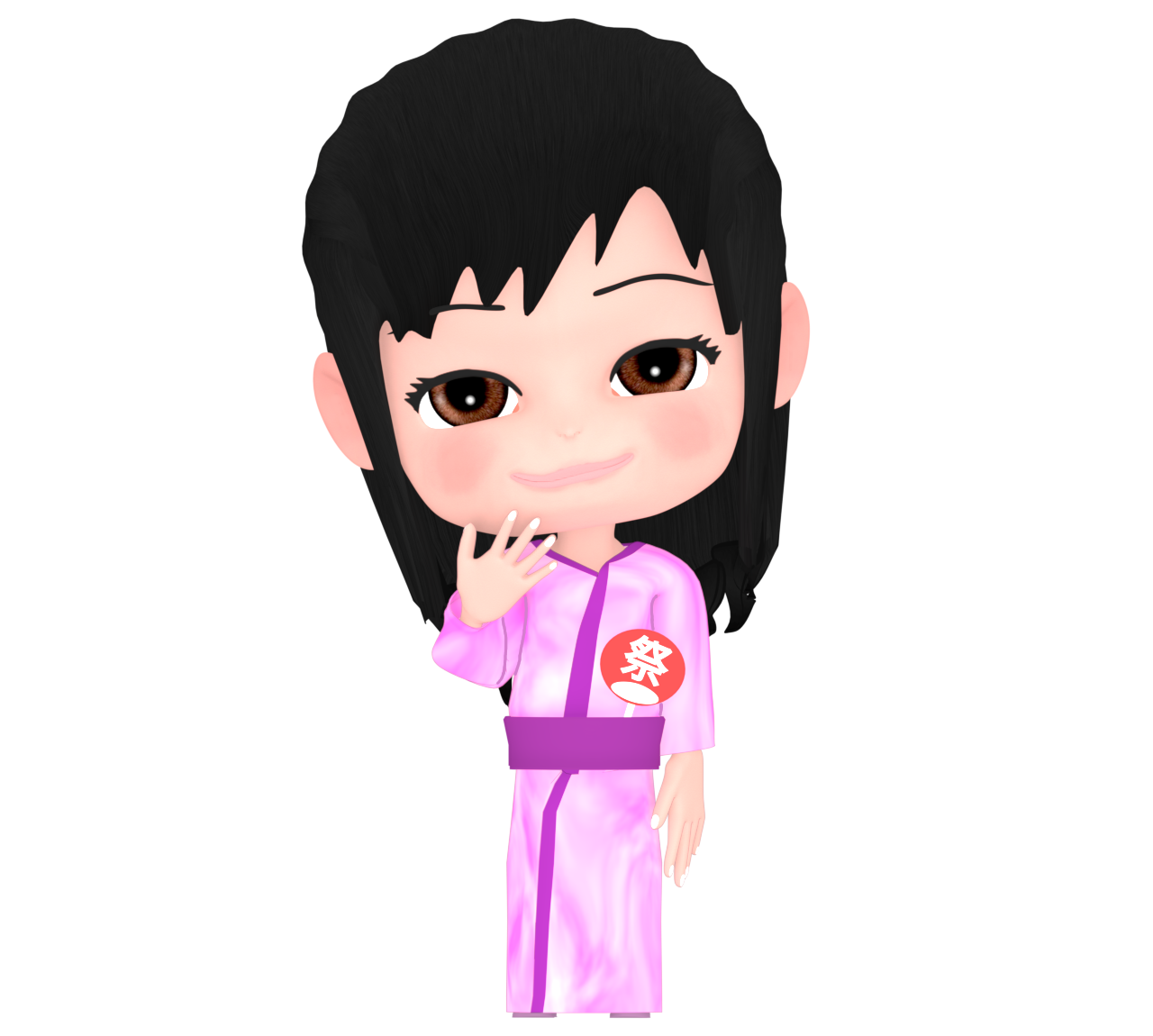 浴衣のかわいい女の子のイラスト