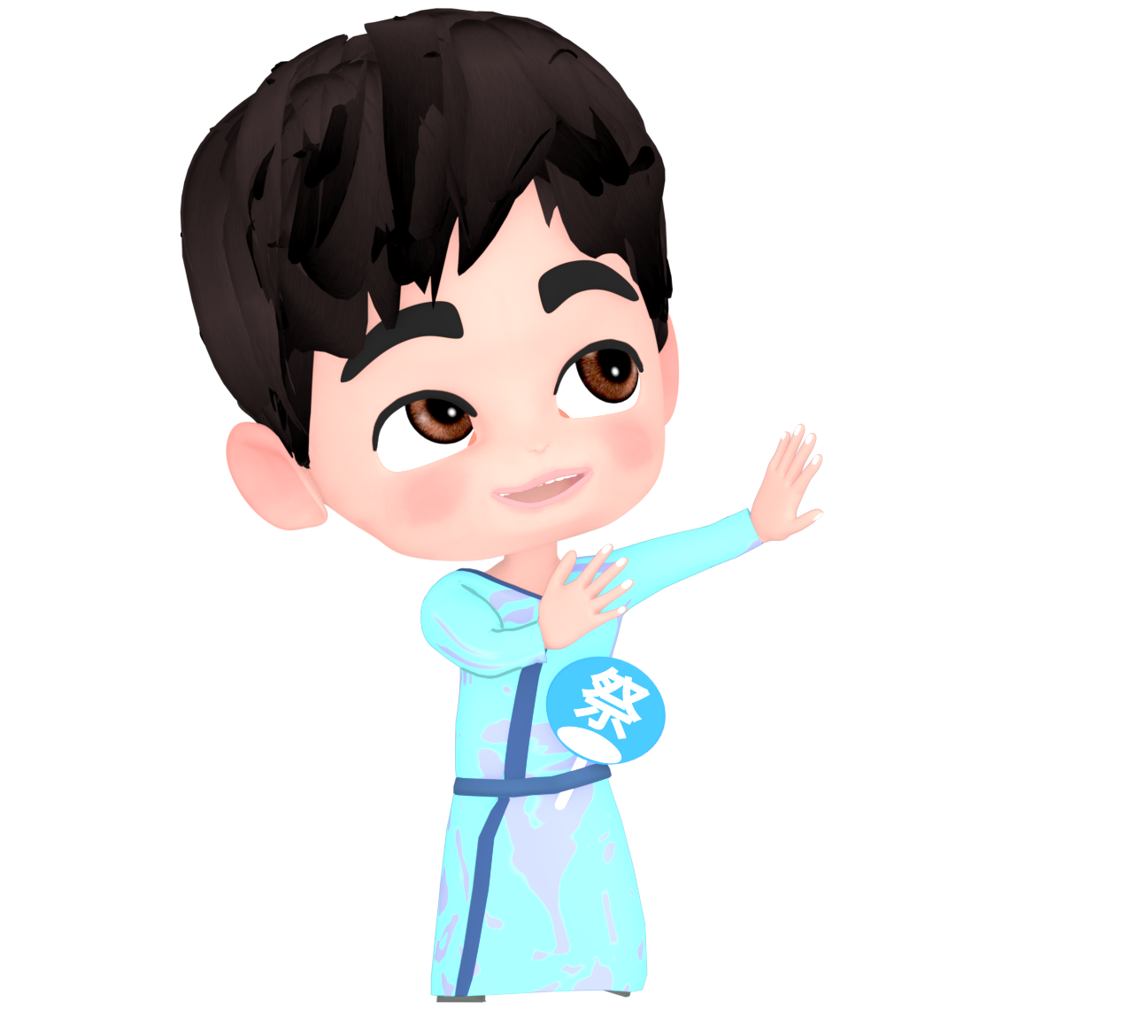 浴衣で踊る男の子のイラスト