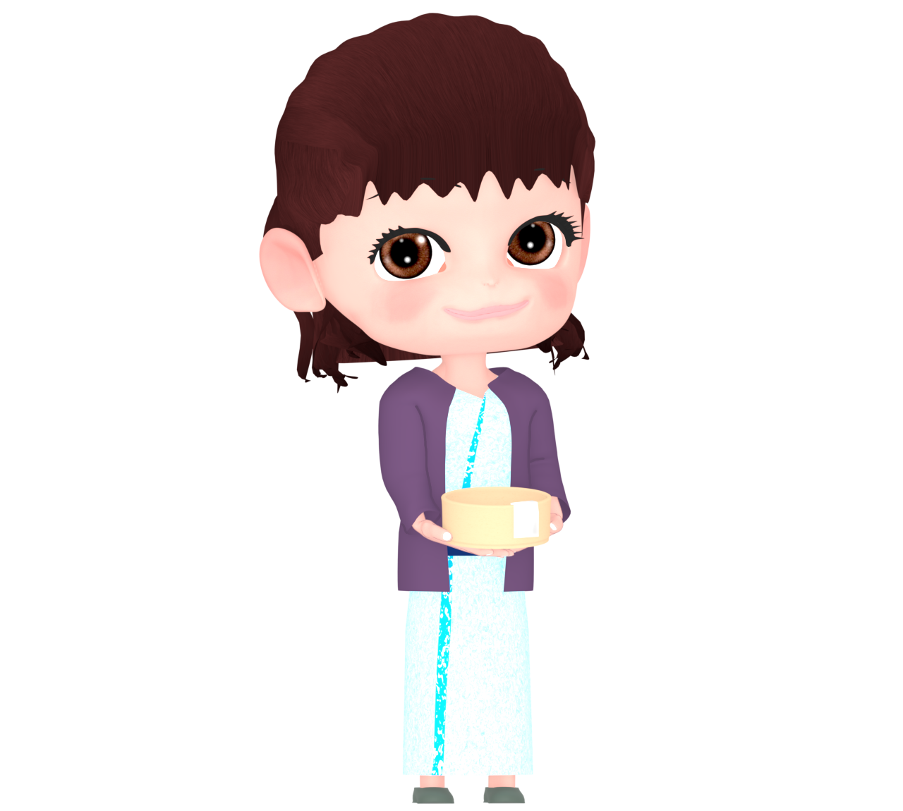 浴衣を着る女の子のイラスト