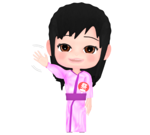 手を振る浴衣の女の子のイラスト