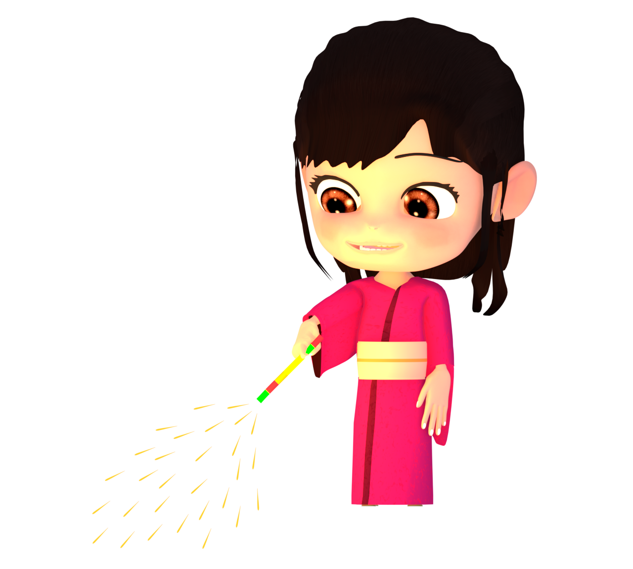浴衣で手持ち花火をする女の子のイラスト 12 浴衣で手持ち花火をする女の子のイラスト