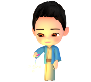 浴衣で線香花火をする男の子のイラスト