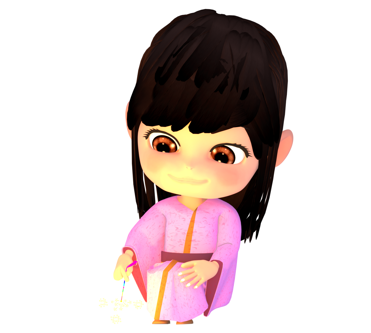 浴衣で線香花火をする女性のイラスト 13 浴衣で線香花火をする女性のイラスト