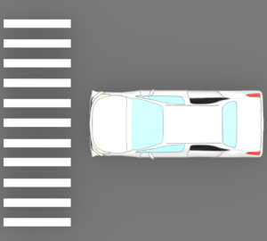 上から見る横断歩道の手前で停まる車のイラスト
