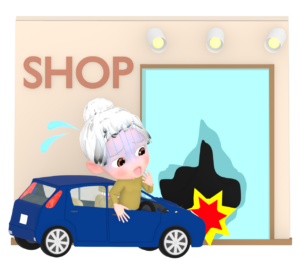 アクセルとブレーキを踏み間違えるイラスト