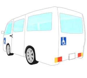 後ろから見る介護送迎車のイラスト