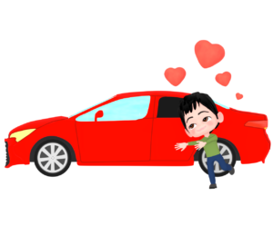 車が好きな男性のイラスト