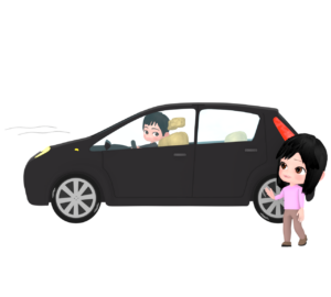 車を後ろに誘導する人のイラスト