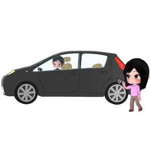 車を後ろに誘導する人のイラスト