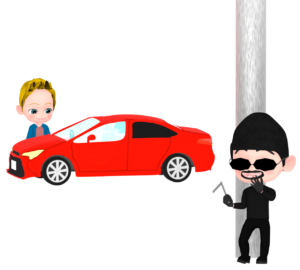 自動車盗難をする泥棒のイラスト