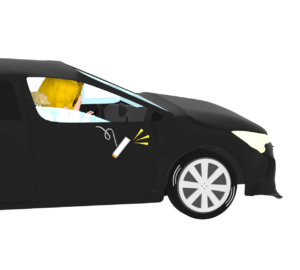 車からタバコをポイ捨てするイラスト