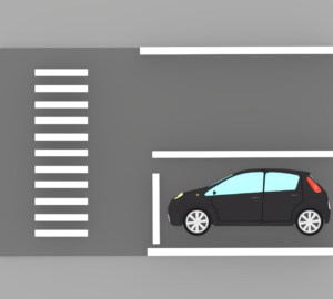 横断歩道の停止線で止まる車のイラスト