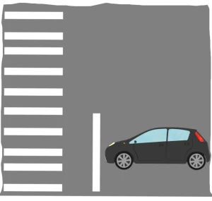 横断歩道の停止線で止まる車のイラスト