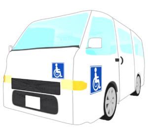斜めから見る送迎車のイラスト
