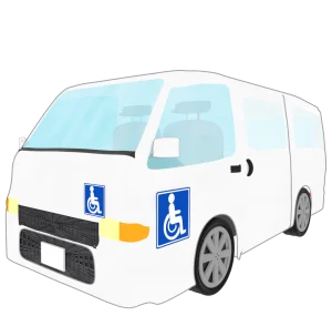 斜めから見る送迎車のイラスト