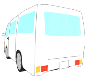 斜め後ろから見るワンボックスカーのイラスト