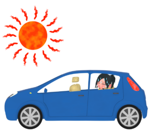 車の中で熱中症になる子供のイラスト