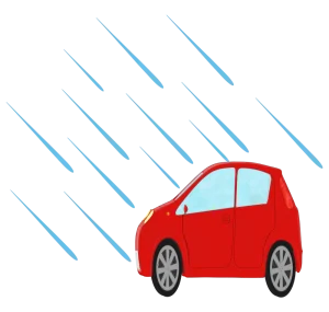 雨の日と車のイラスト