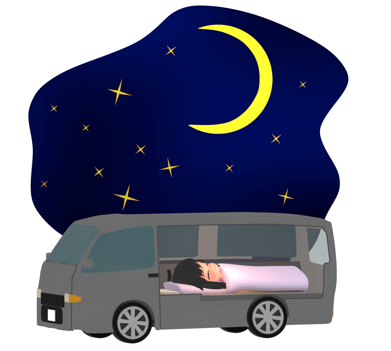 車中泊のイラスト