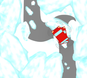 雪道でスリップをするイラスト