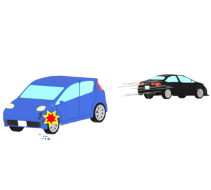 交通事故で逃げる車のイラスト
