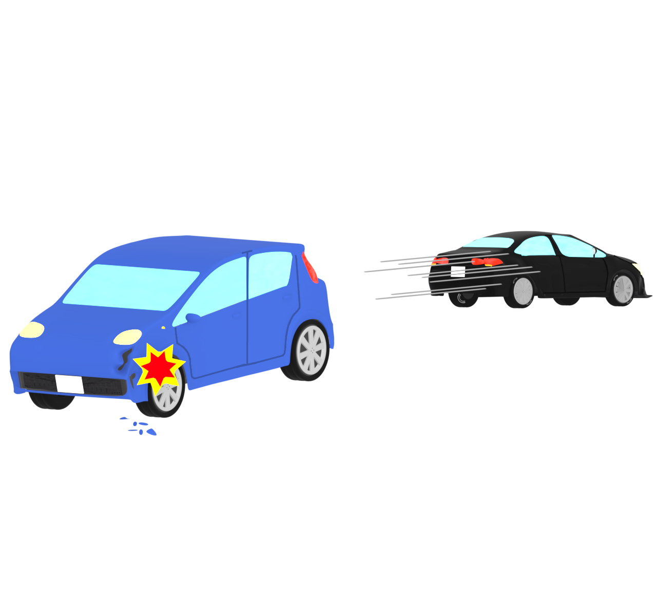 交通事故で逃げる車のイラスト