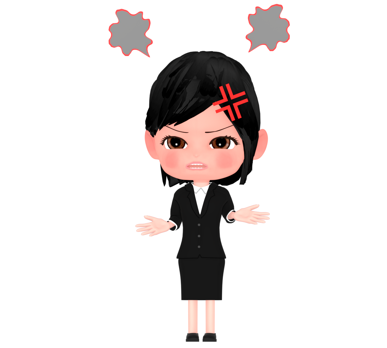怒る女性会社員のイラスト