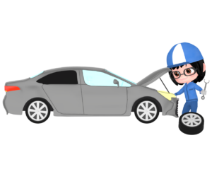 自動車を修理する整備士のイラスト