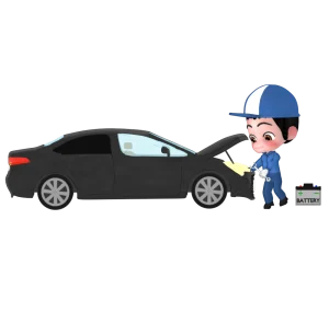 自動車を修理する整備士のイラスト