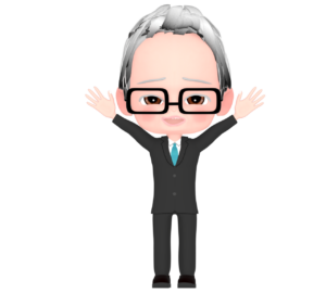 万歳をする年配会社員のイラスト