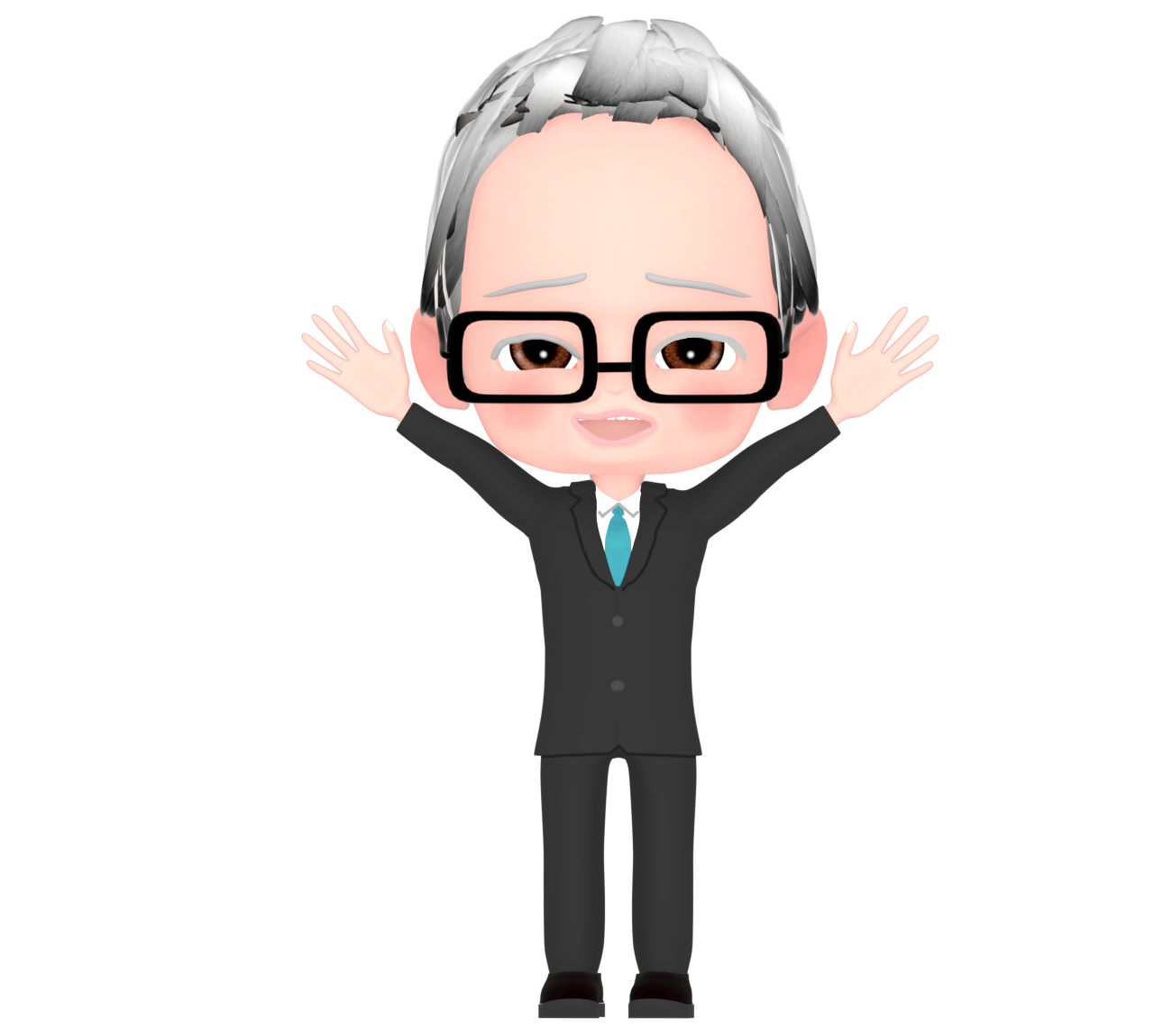 万歳をする年配会社員のイラスト