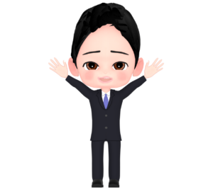 バンザイをする会社員のイラスト