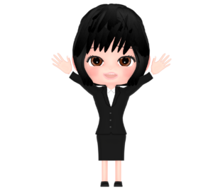 万歳で喜ぶ女性会社員のイラスト