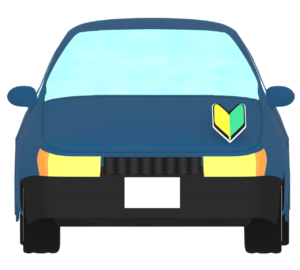 初心者マークを付けた自動車のイラスト