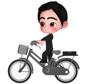 自転車通勤するサラリーマンのイラスト