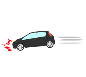 車が急ブレーキをするイラスト