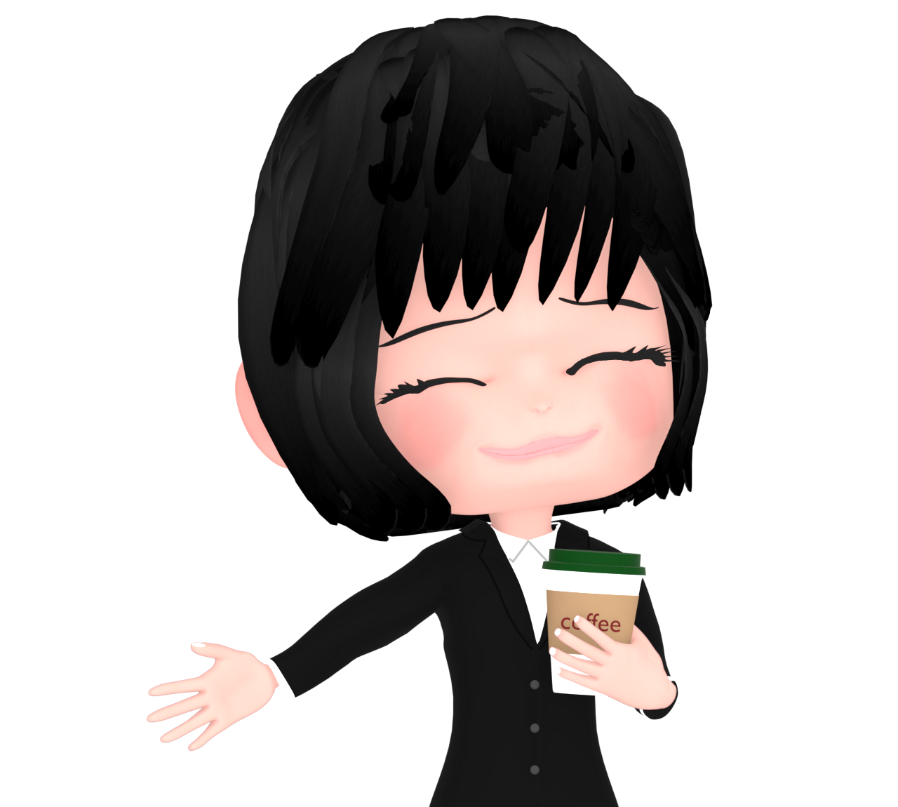 コーヒー休憩をする女性会社員のイラスト