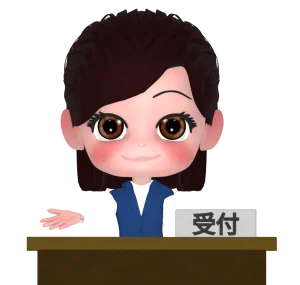 会社の受付をする女性社員のイラスト