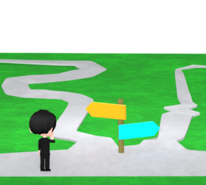 岐路に立つ男性会社員のイラスト