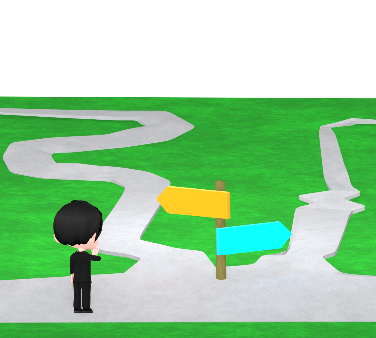 岐路に立つ男性会社員のイラスト