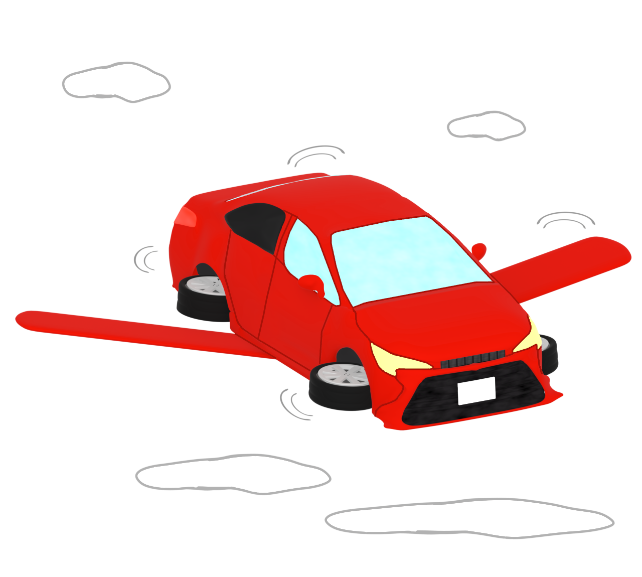 かわいい空飛ぶ車のイラスト