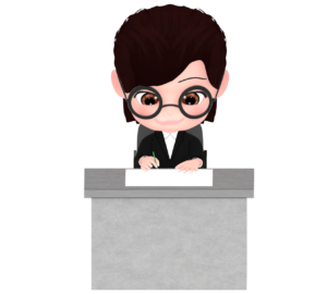 書類作成をする女性会社員のイラスト