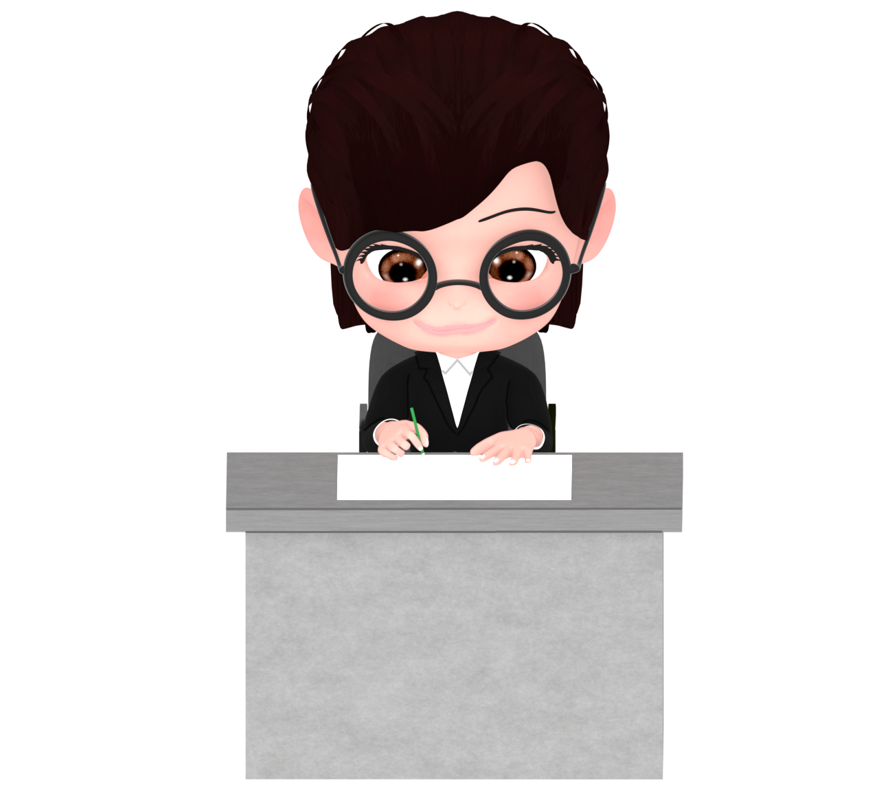 書類作成をする女性会社員のイラスト