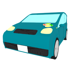 高齢者マークを付けた車のイラスト