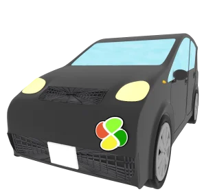 高齢者マークを付けた車のイラスト