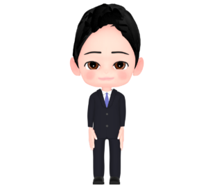 正面を向く会社員のイラスト