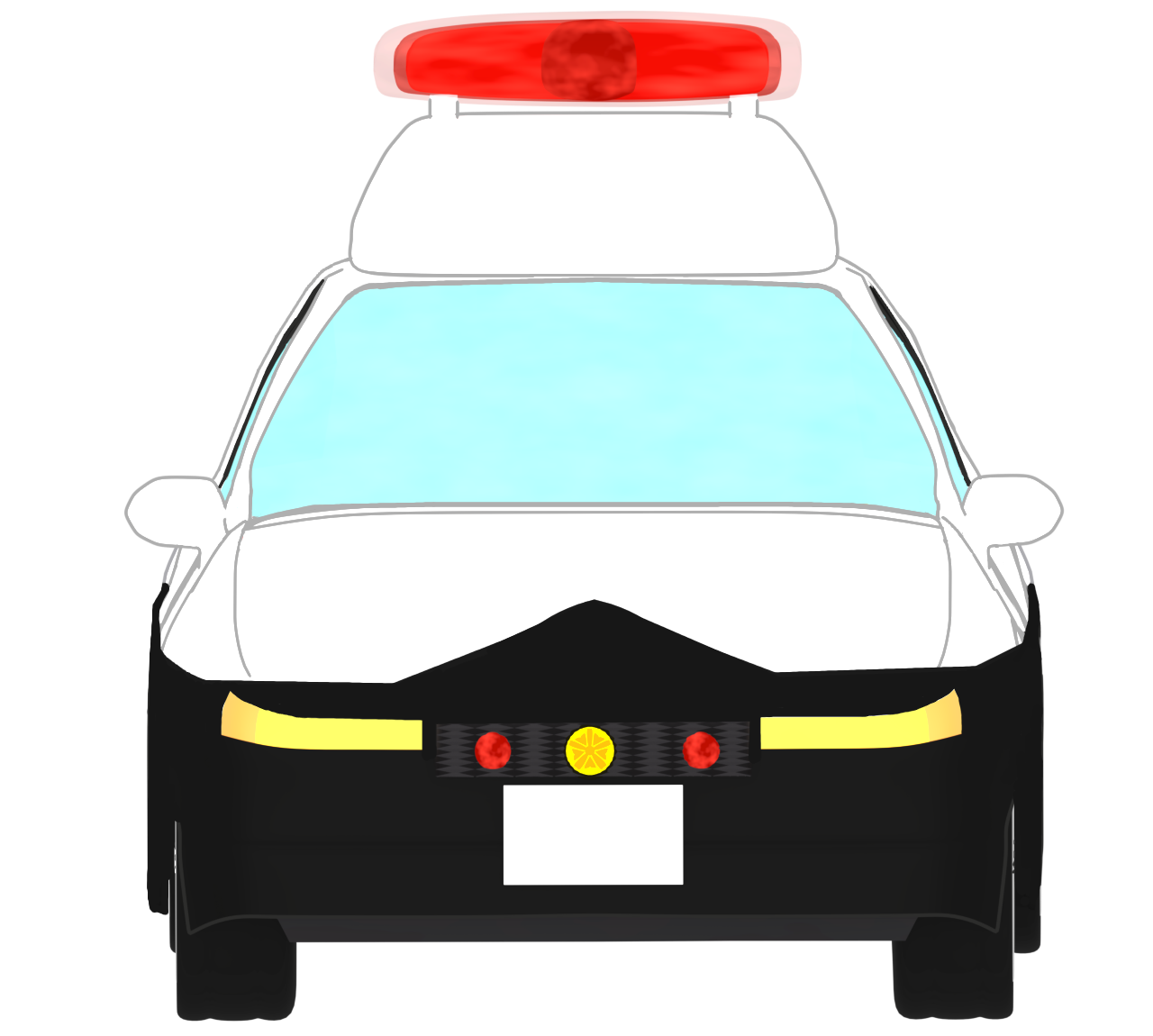 正面を向くパトカーのイラスト
