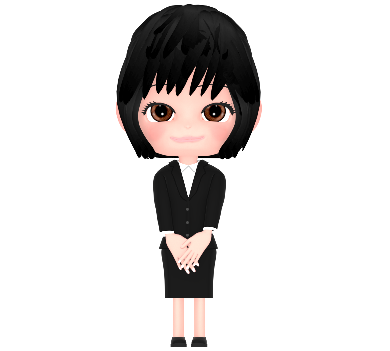 正面を向いて立っている女性会社員のイラスト
