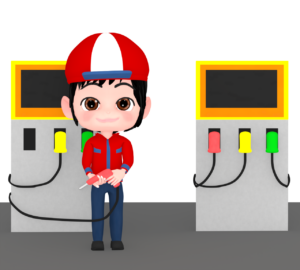 ガソリンスタンドの店員のイラスト